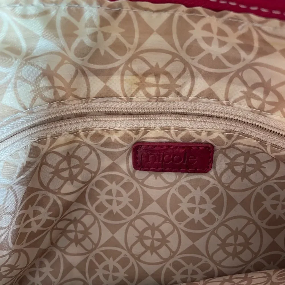 Pre-Owed Nicole by Nicole Miller Womens Red Alligator Print Hobo Purse